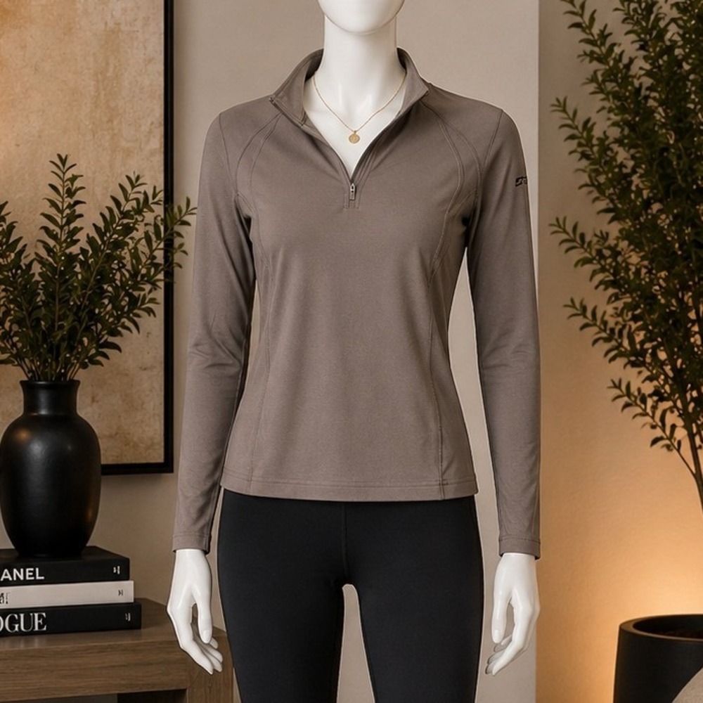 Spyder Women Quarter Zip Pullover Athletic Performance Baselayer Taupe XS